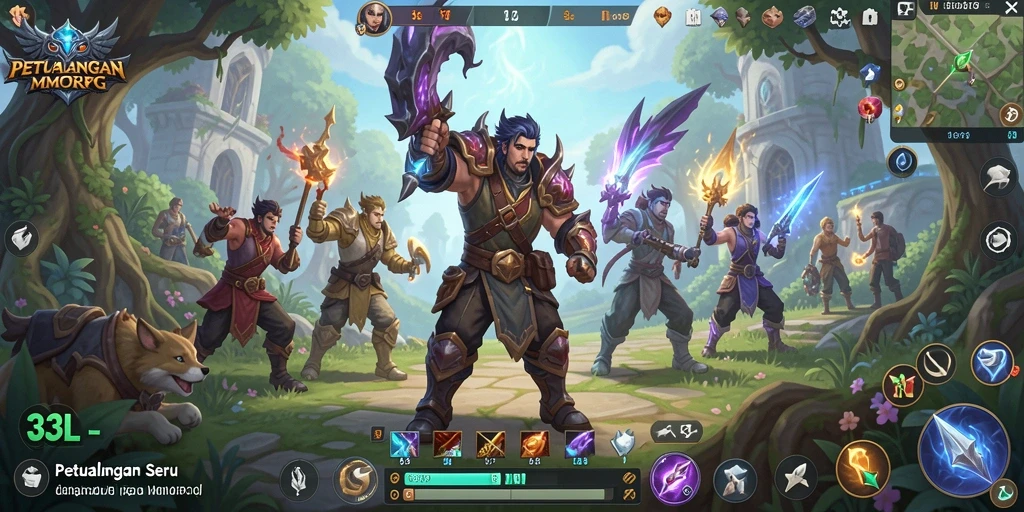 Screenshot 33L menampilkan pemain beraksi dalam pertempuran MMORPG.