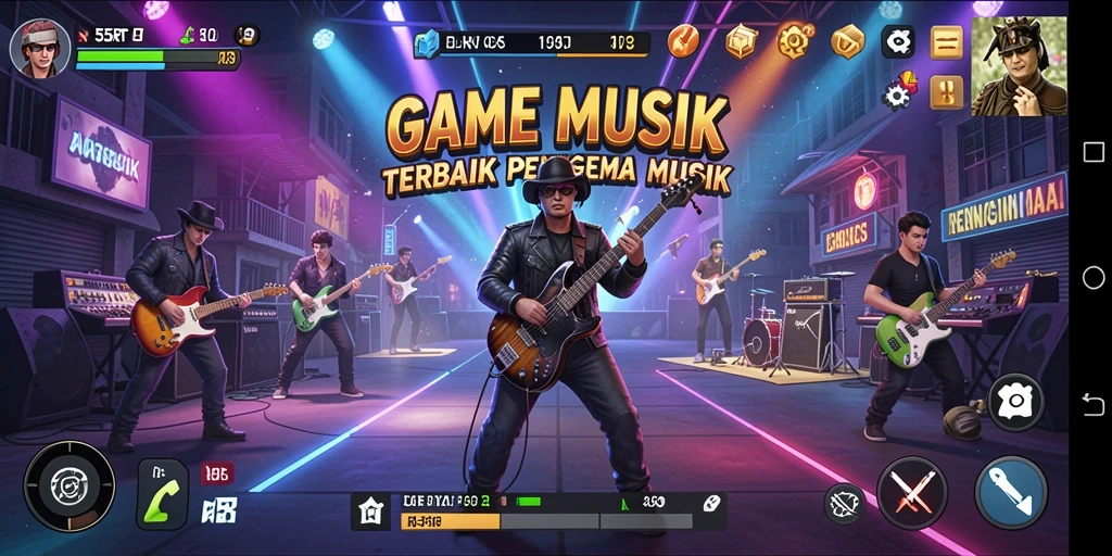 Tampilan gameplay 55RT menampilkan pengalaman bermain musik yang interaktif.
