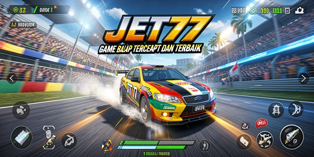 Tampilan screenshot gameplay JET77 menampilkan balapan yang mendebarkan.