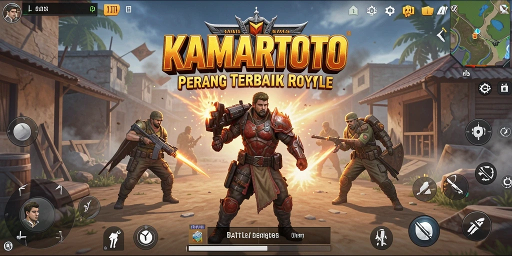 Screenshot utama KAMARTOTO menampilkan aksi seru dalam pertempuran Battle Royale.