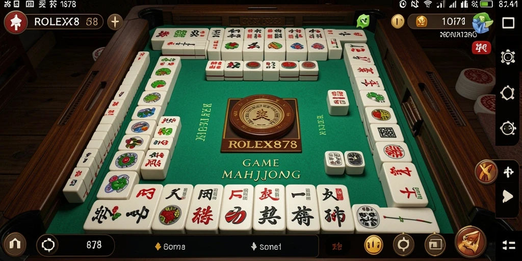 Screenshot utama ROLEX878 menampilkan gameplay Mahjong yang seru.