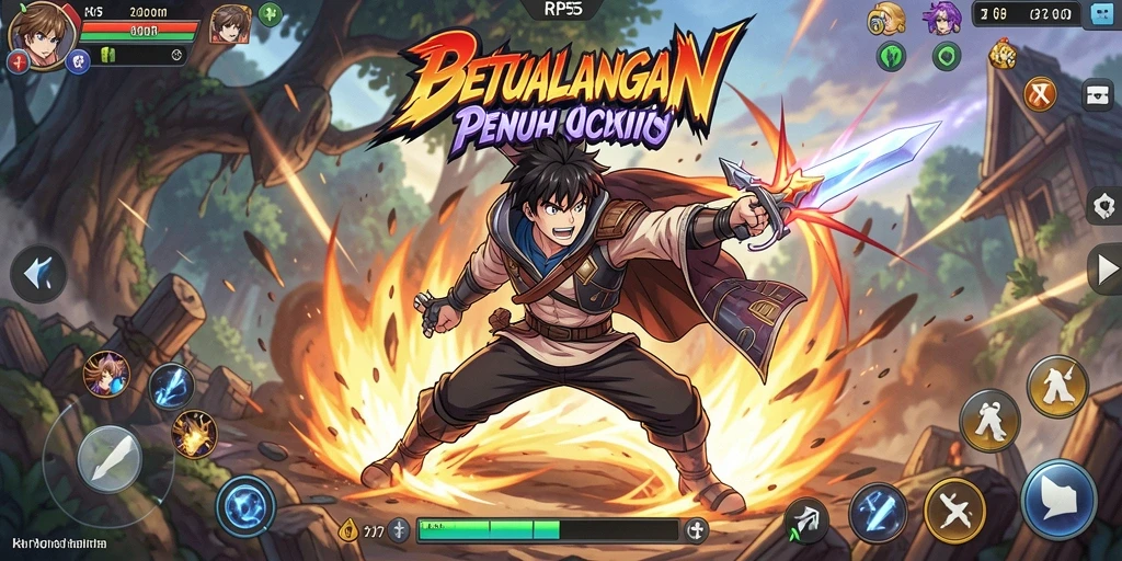 Tangkapan layar gameplay menarik dari RP55 dengan karakter anime.