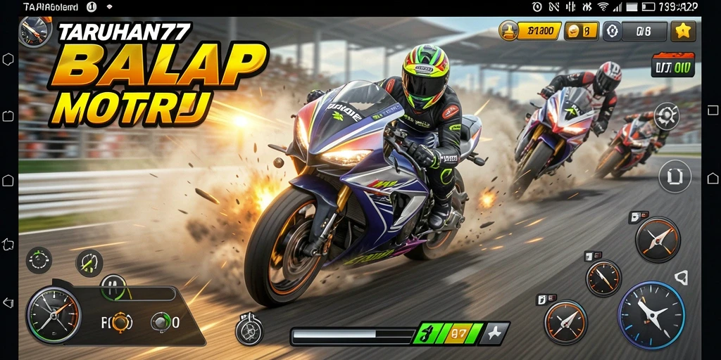 Screenshot gameplay TARUHAN77 menampilkan aksi balap yang mendebarkan.