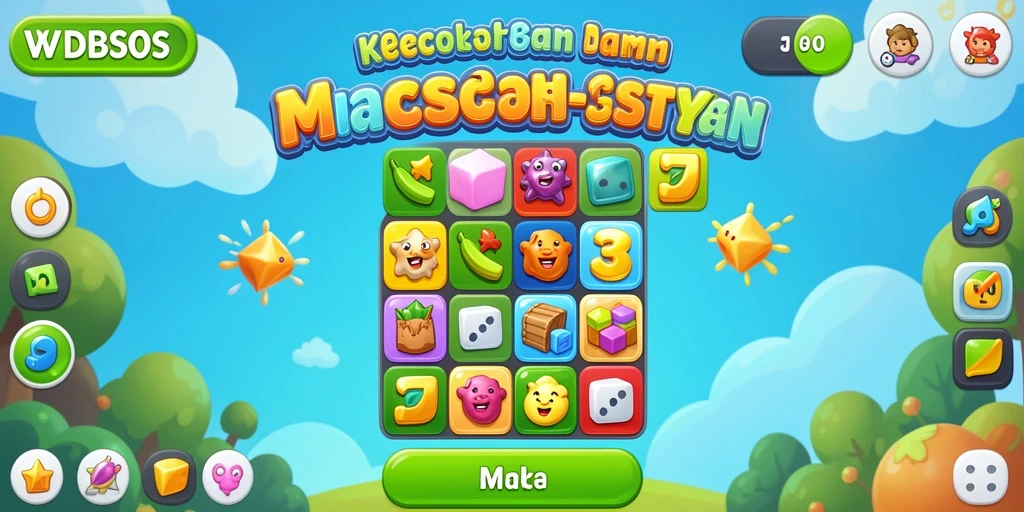 Screenshot utama WDBOS menunjukkan gameplay Match-3 yang penuh warna.